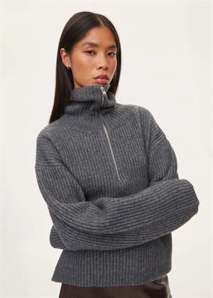 Fave zip knit Dark Grey Melange Oval Square 